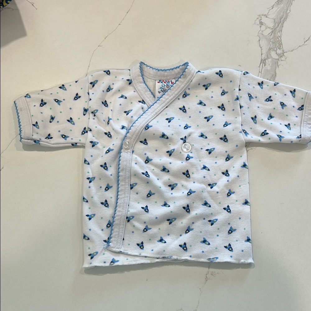 Beibi Keerr Baby Kimono Wrap Top with Blue Rocket Print